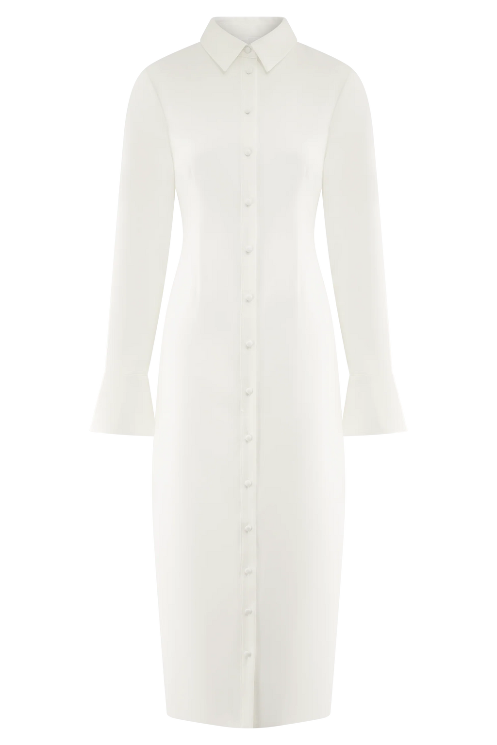 Dorian Fitted Shirt Midi Dress - White