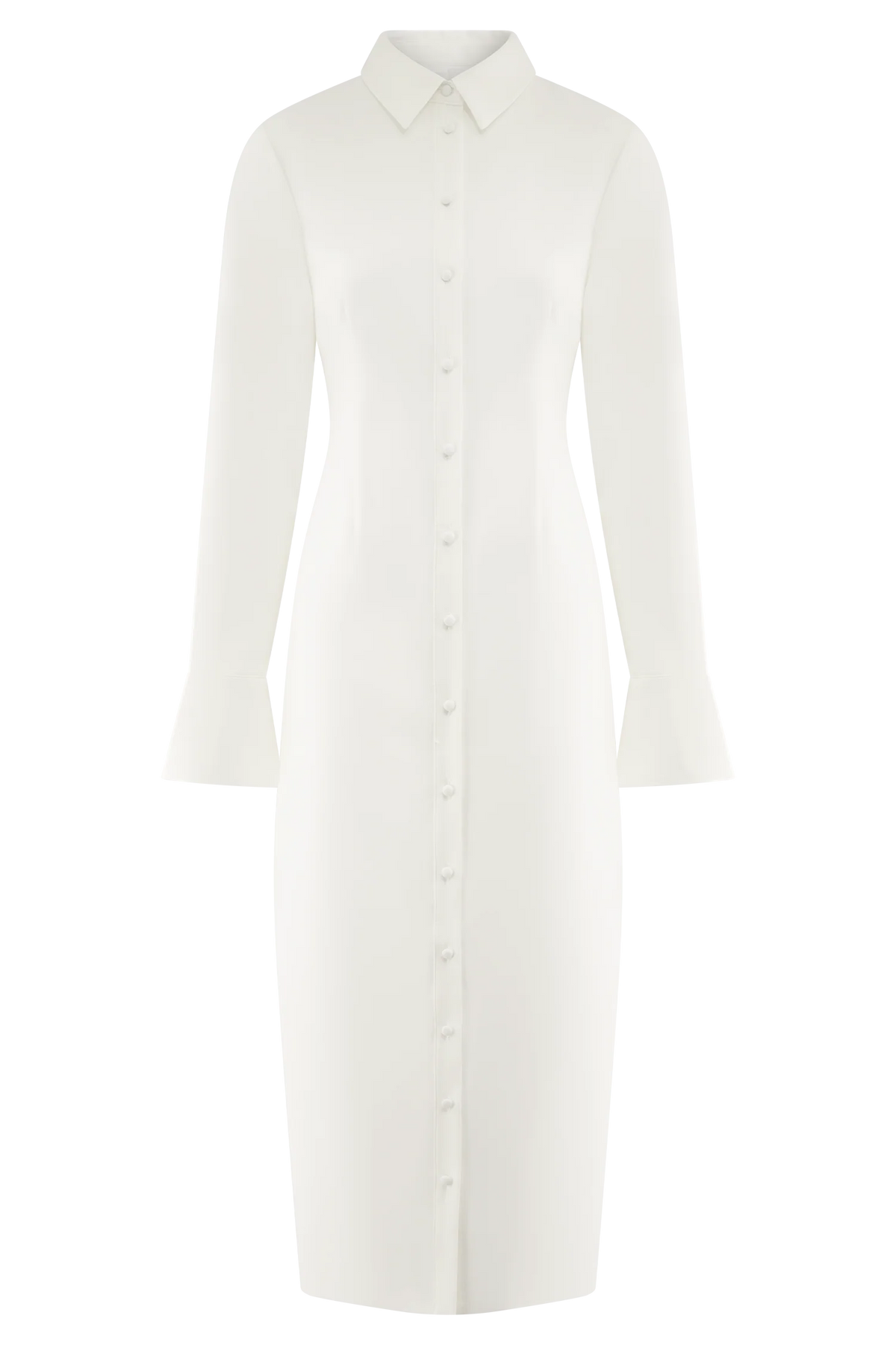 Dorian Fitted Shirt Midi Dress - White