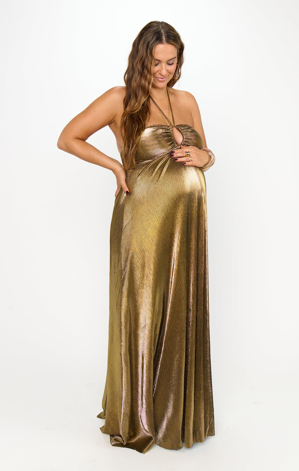 Paros Maxi Dress ~ Pleated Gold