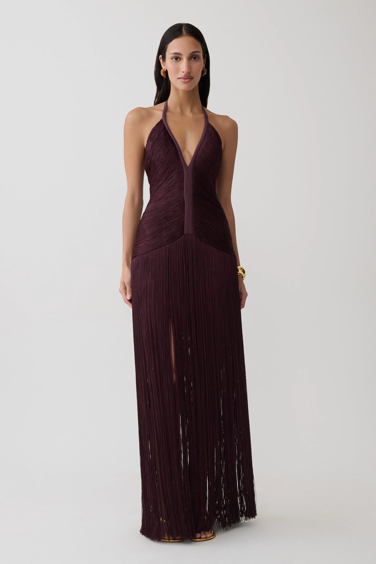 Tiffany Fringe Maxi Dress - Plum