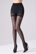 Anti Run Polka Dot Control Top Black Tights