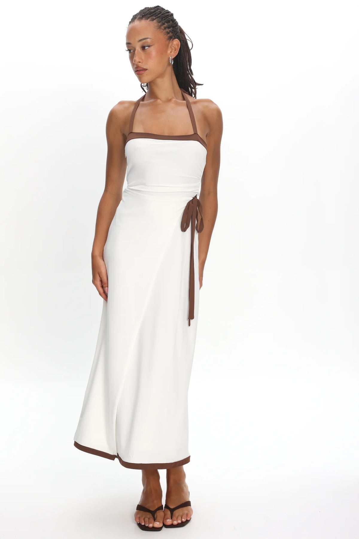 Belira Wrap Front Midi Dress Ivory