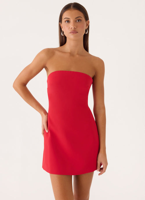 Alyse Strapless Mini Dress - Red