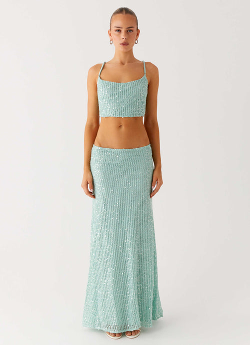 Amoura Sequin Cowl Top - Mint Sage
