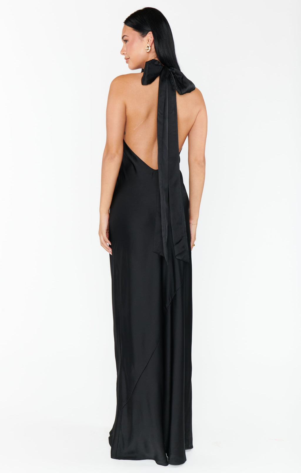 Lisa Maxi Dress ~ Black Luxe Satin
