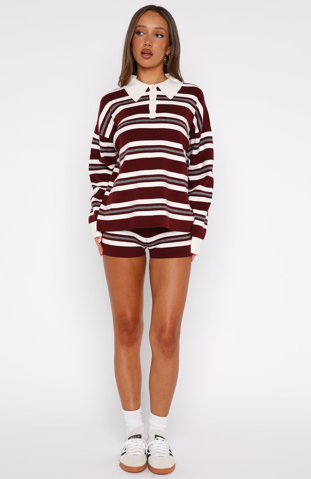 It's Ok. I'm Ok Knit Sweater Wine Stripe