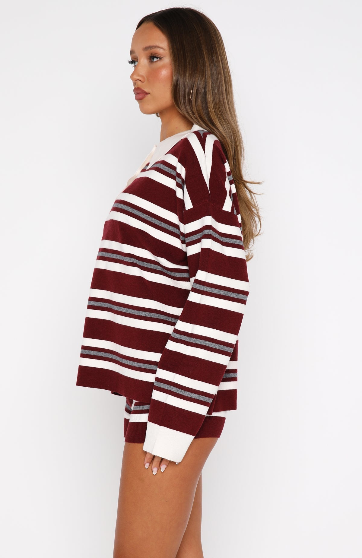 It's Ok. I'm Ok Knit Sweater Wine Stripe