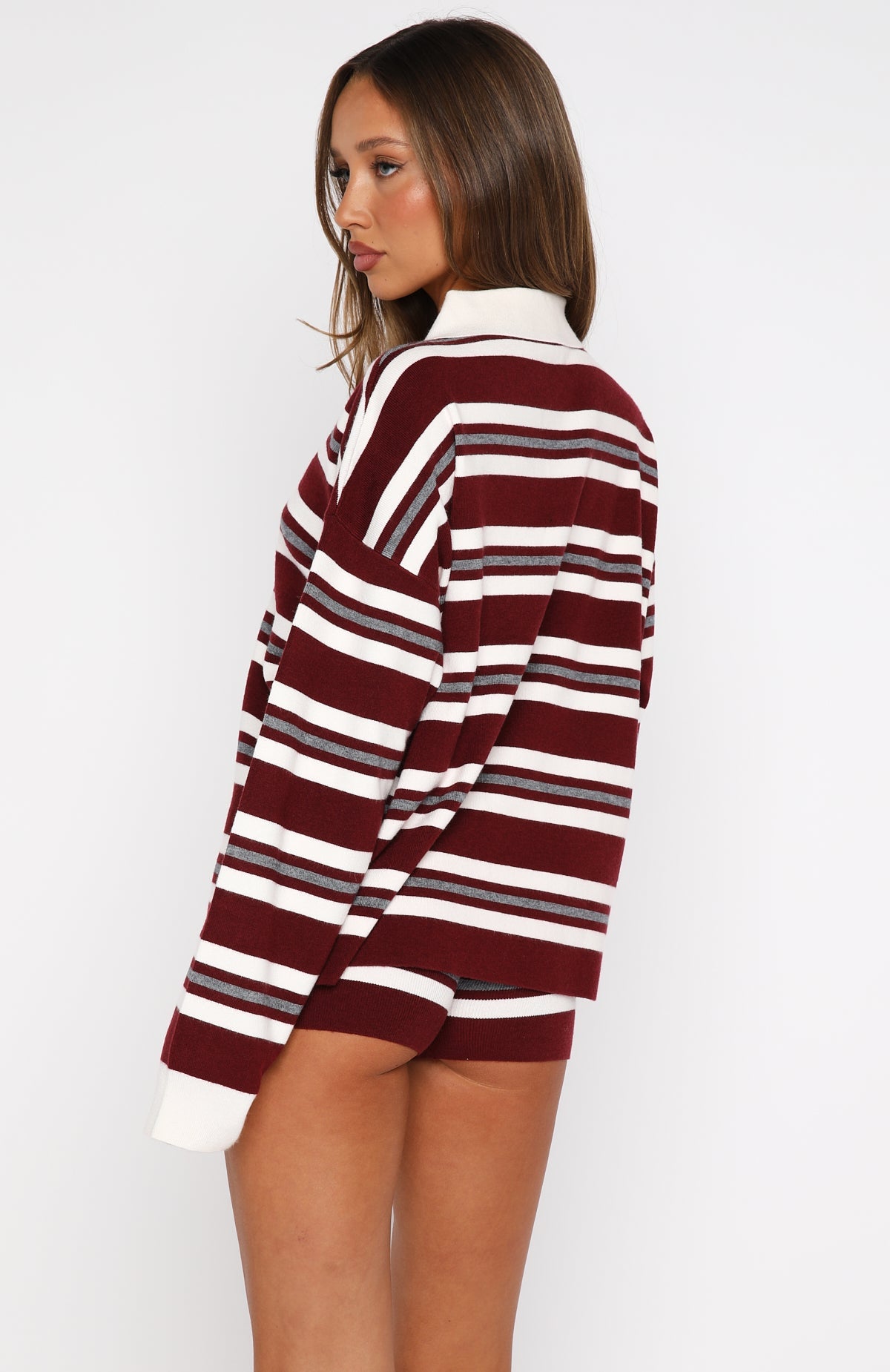 It's Ok. I'm Ok Knit Sweater Wine Stripe