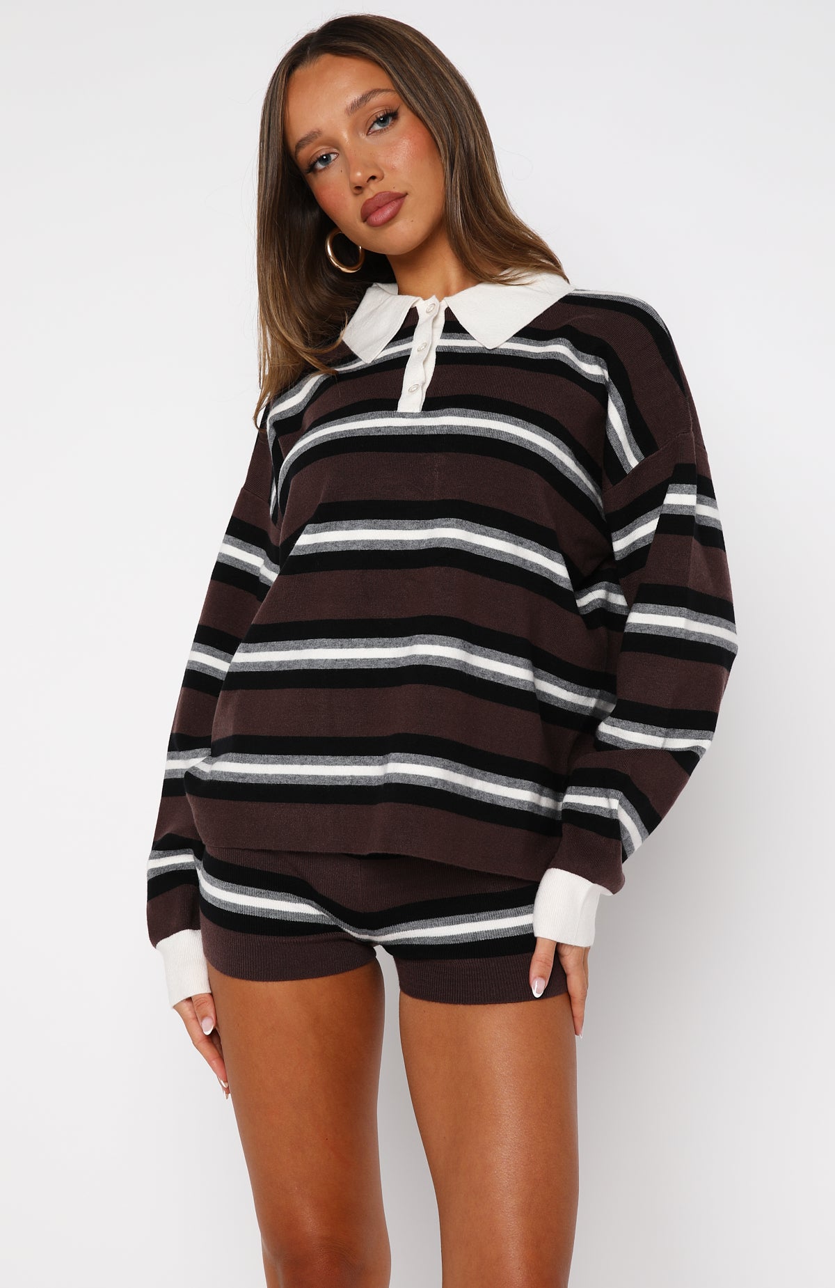 It's Ok. I'm Ok Knit Sweater Chestnut Stripe