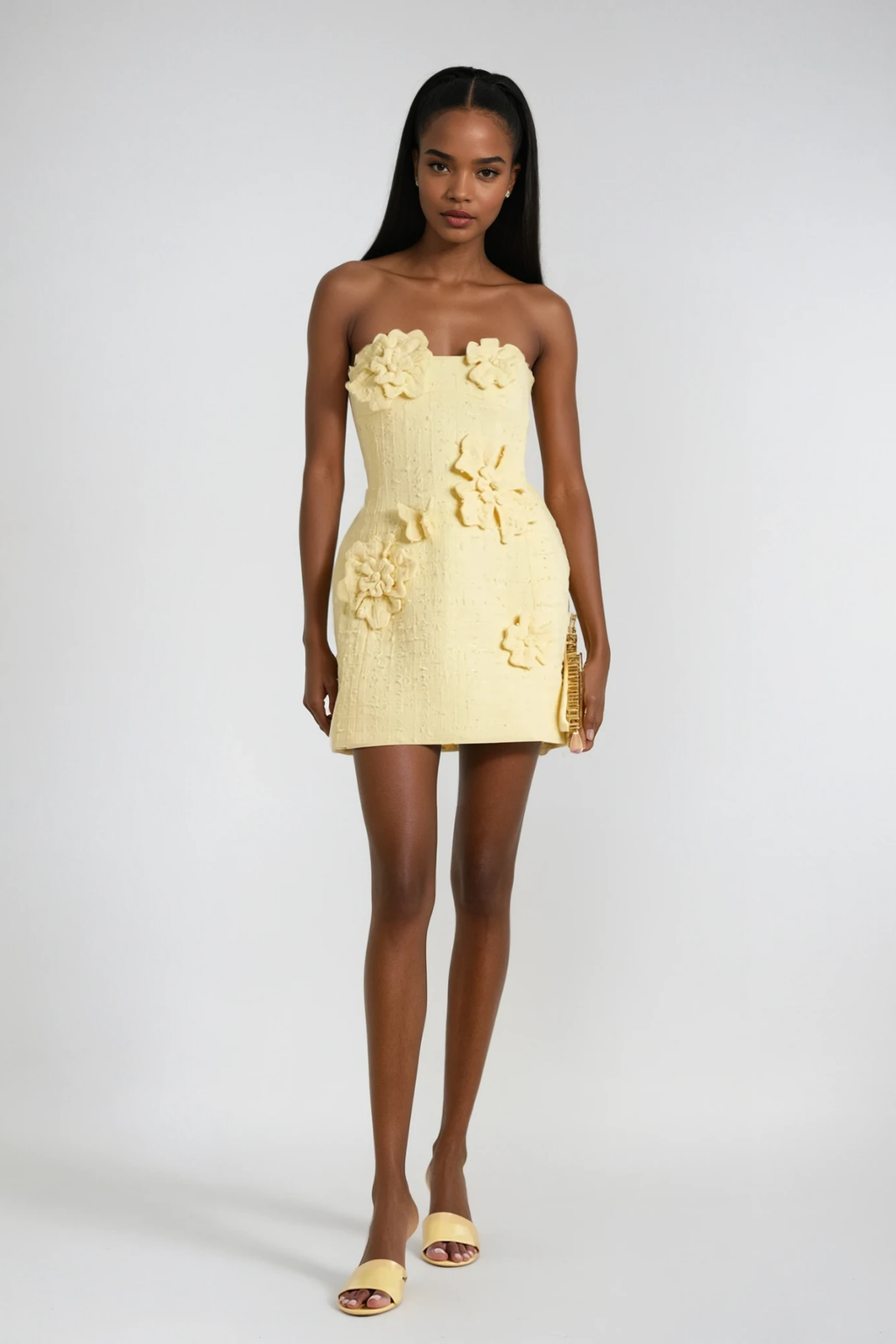 Dazhdbog Strapless Flower Mini Dress