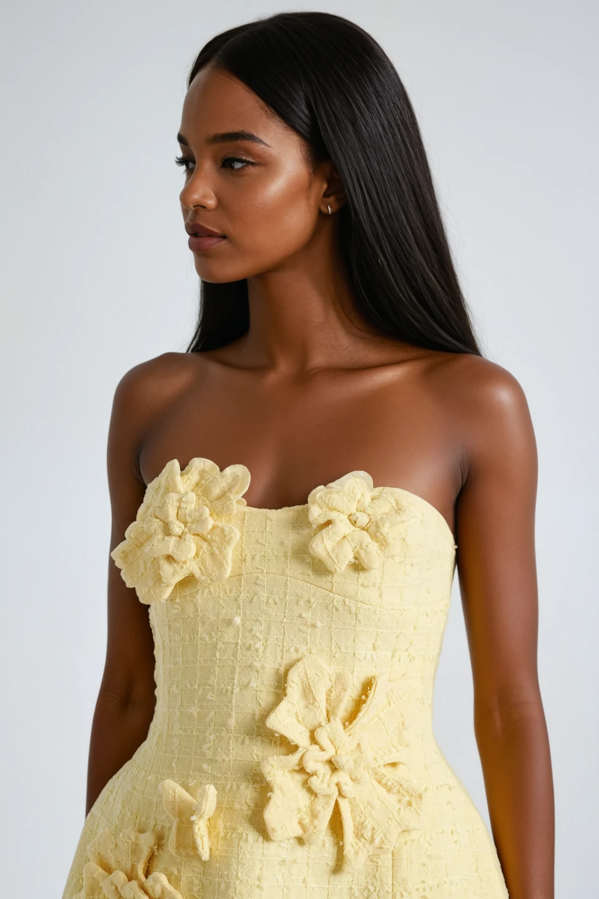 Dazhdbog Strapless Flower Mini Dress