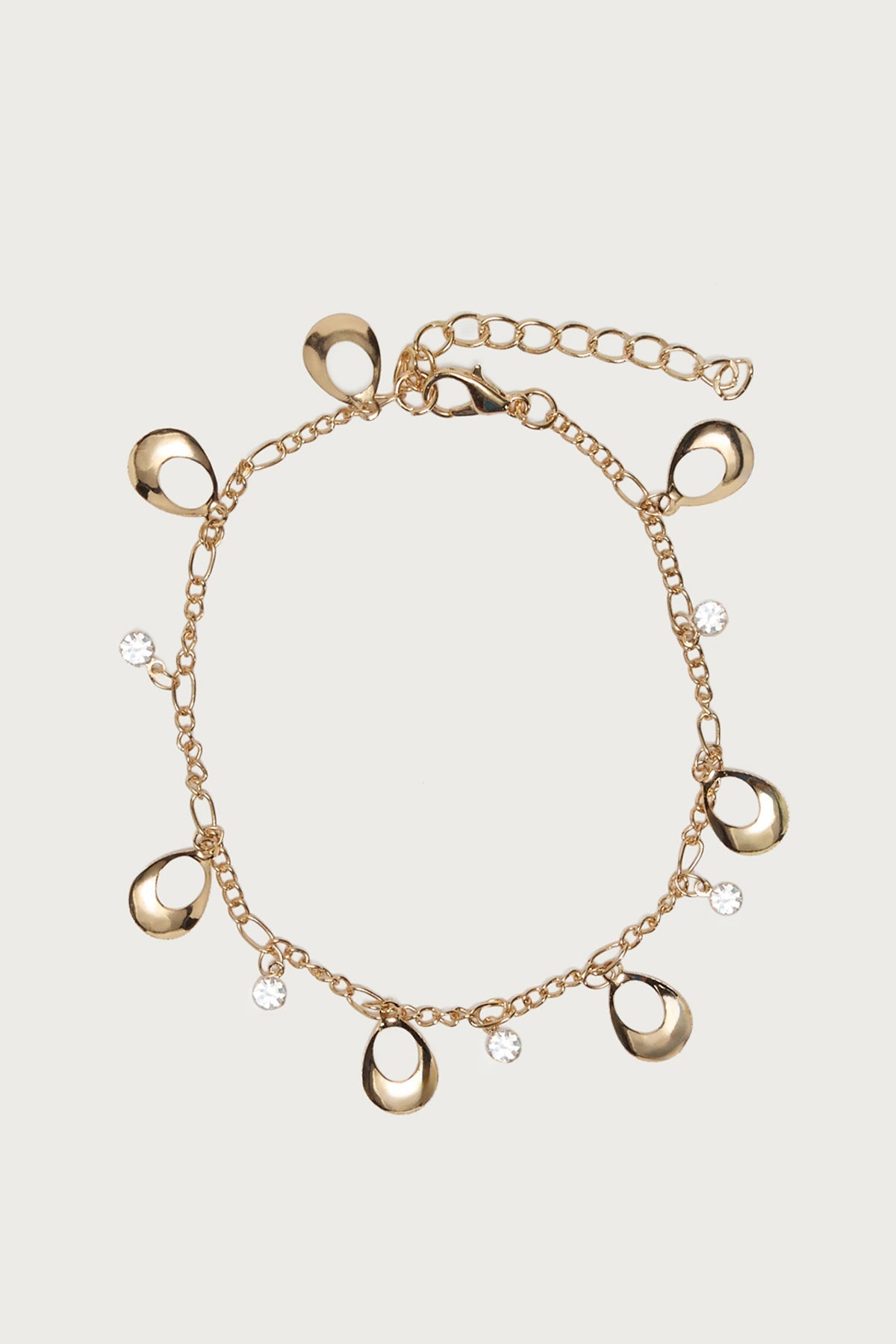 Abstract Oval Charm Anklet