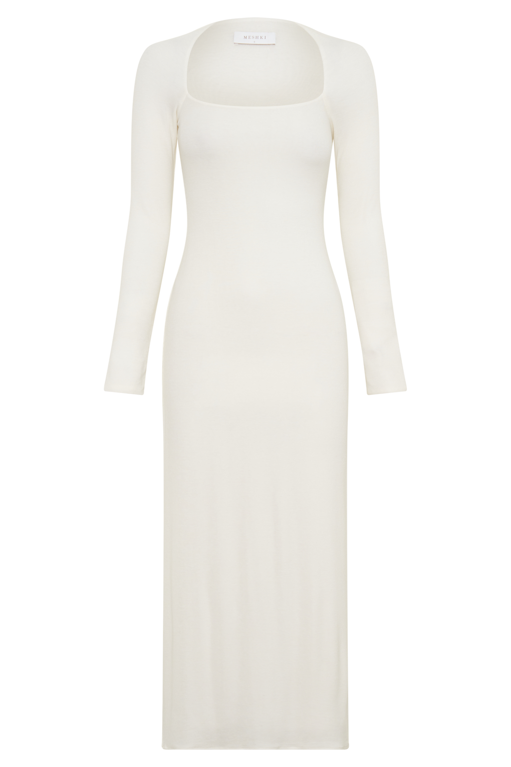 Freja Long Sleeve Wool Midi Dress - White