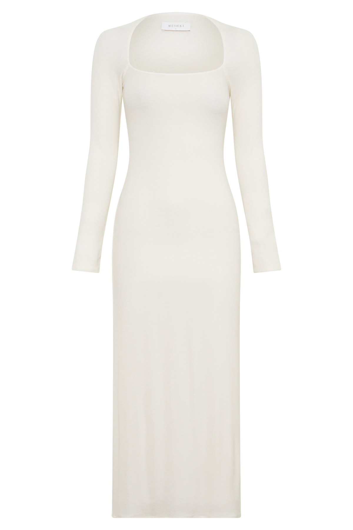 Freja Long Sleeve Wool Midi Dress - White