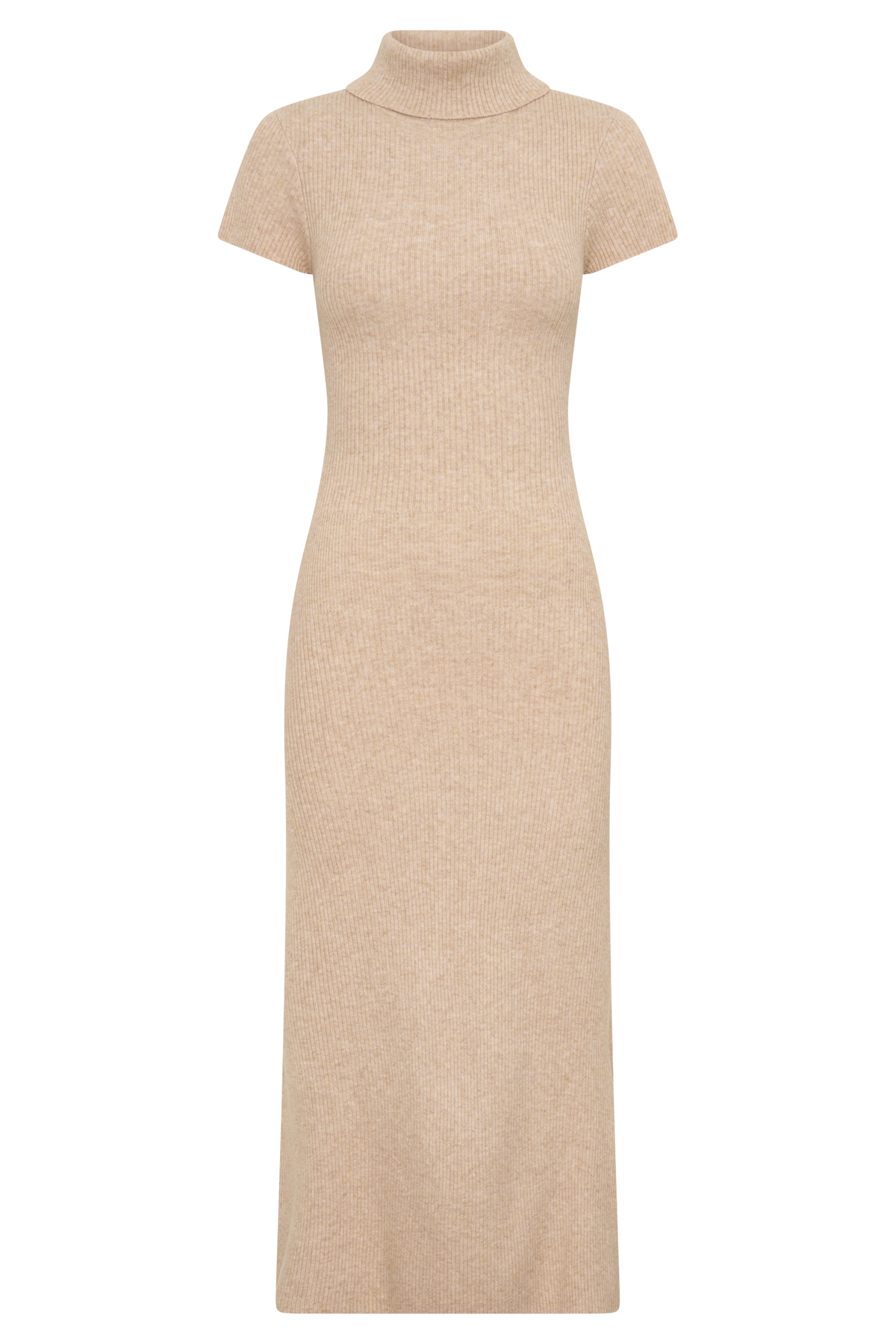 Goldie High Neck Knit Midi Dress - Camel
