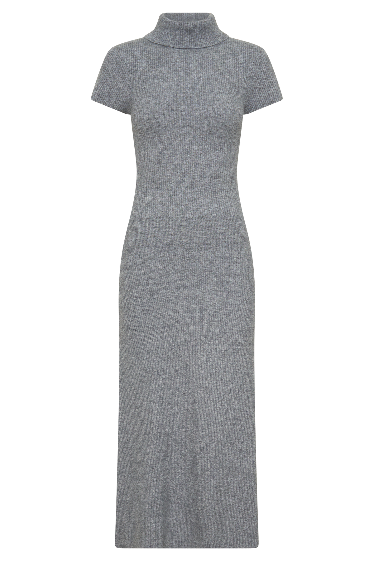 Goldie High Neck Knit Midi Dress - Grey Marle