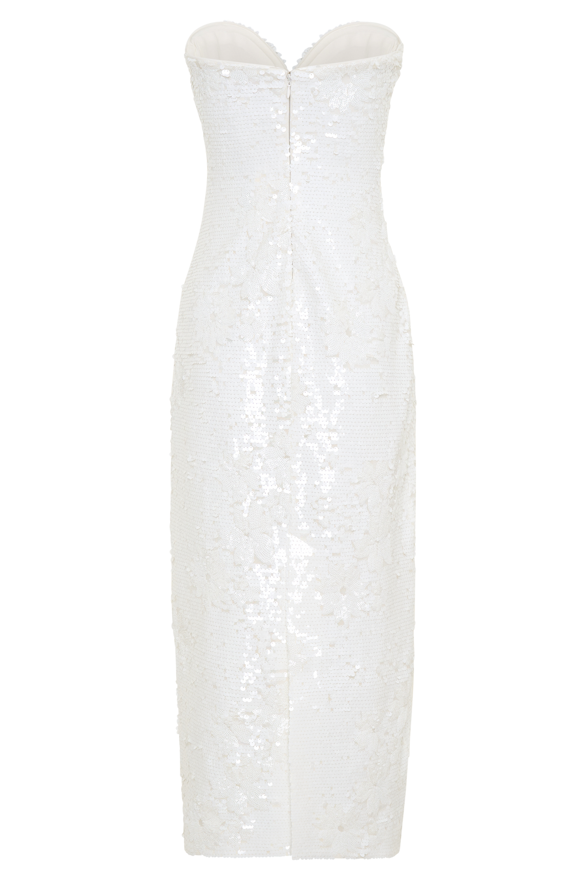 Maisie Strapless Sequin Midi Dress - White
