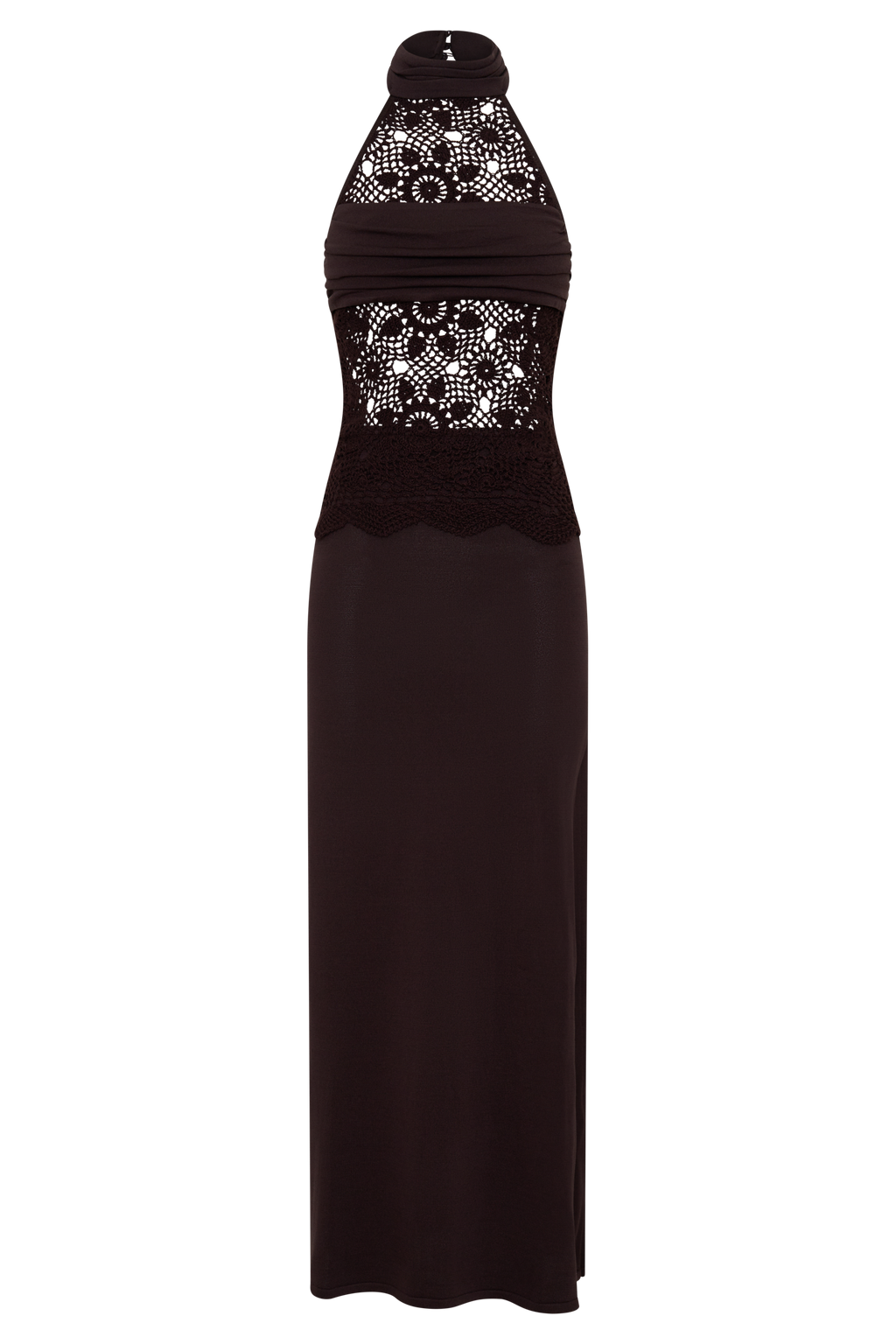 Tessie Knit & Crochet Maxi Dress - Dark Chocolate
