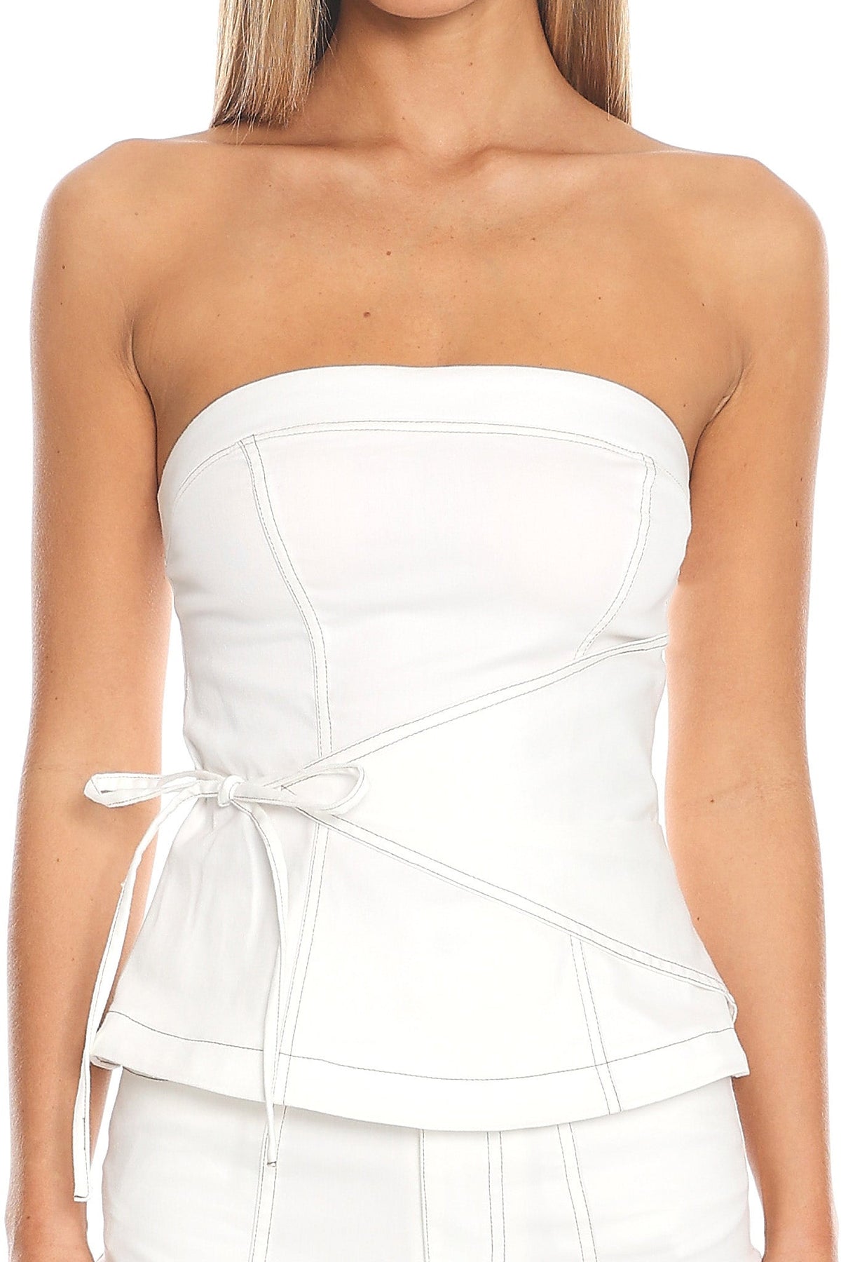Low Light Wrap Bustier Top Off White