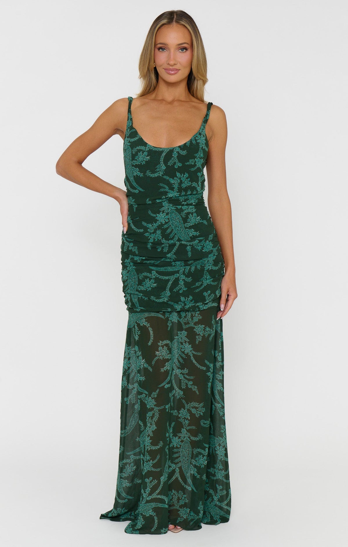 Chantelle Maxi Dress ~ Pine Green Paisley
