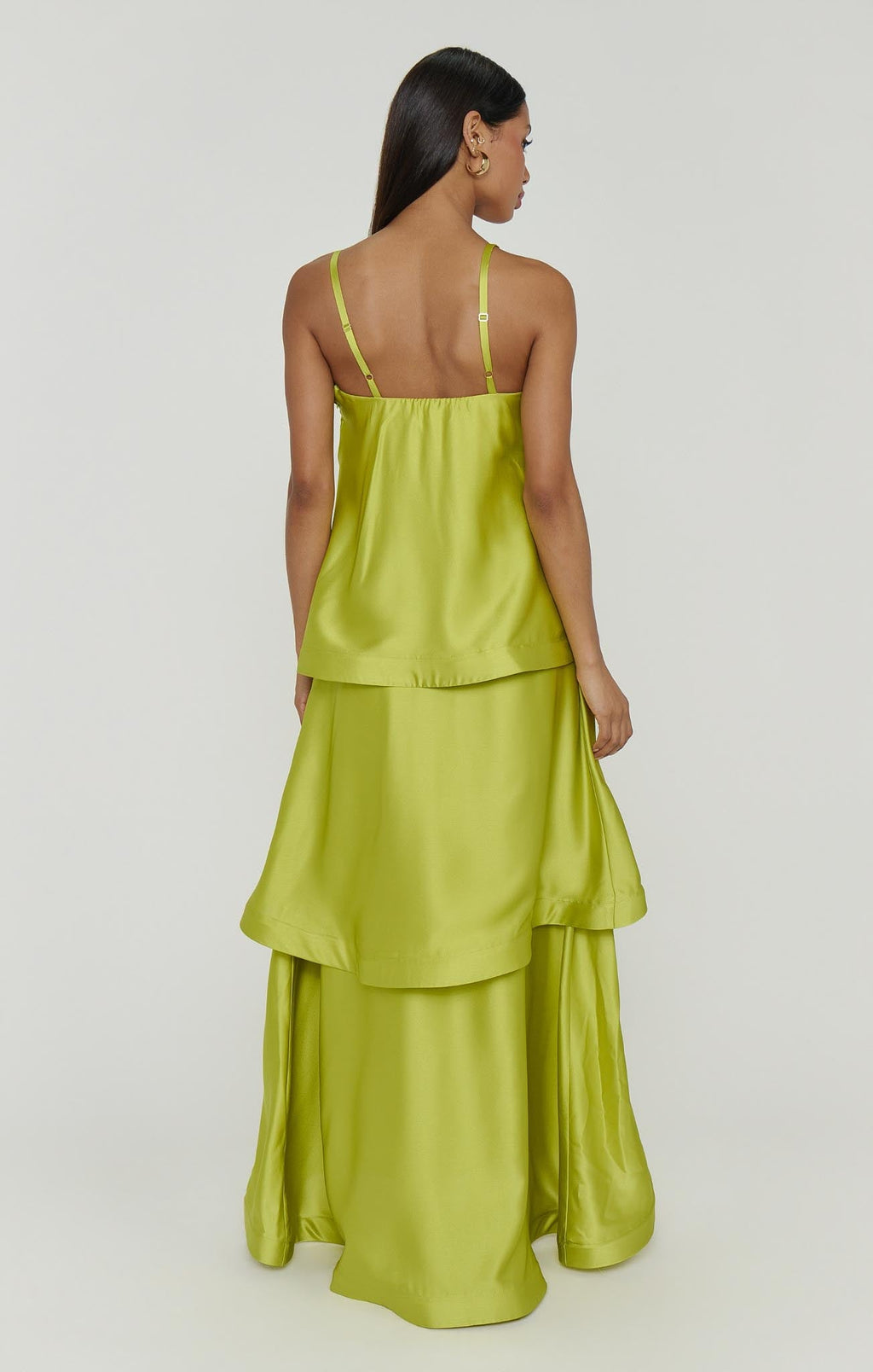 Ella Maxi Dress ~ Chartreuse Luxe Satin