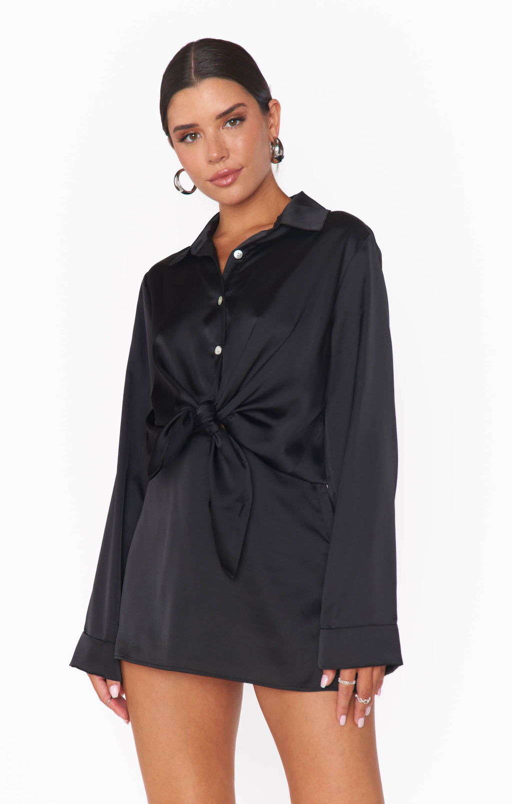 All Night Skort ~ Black Luxe Satin