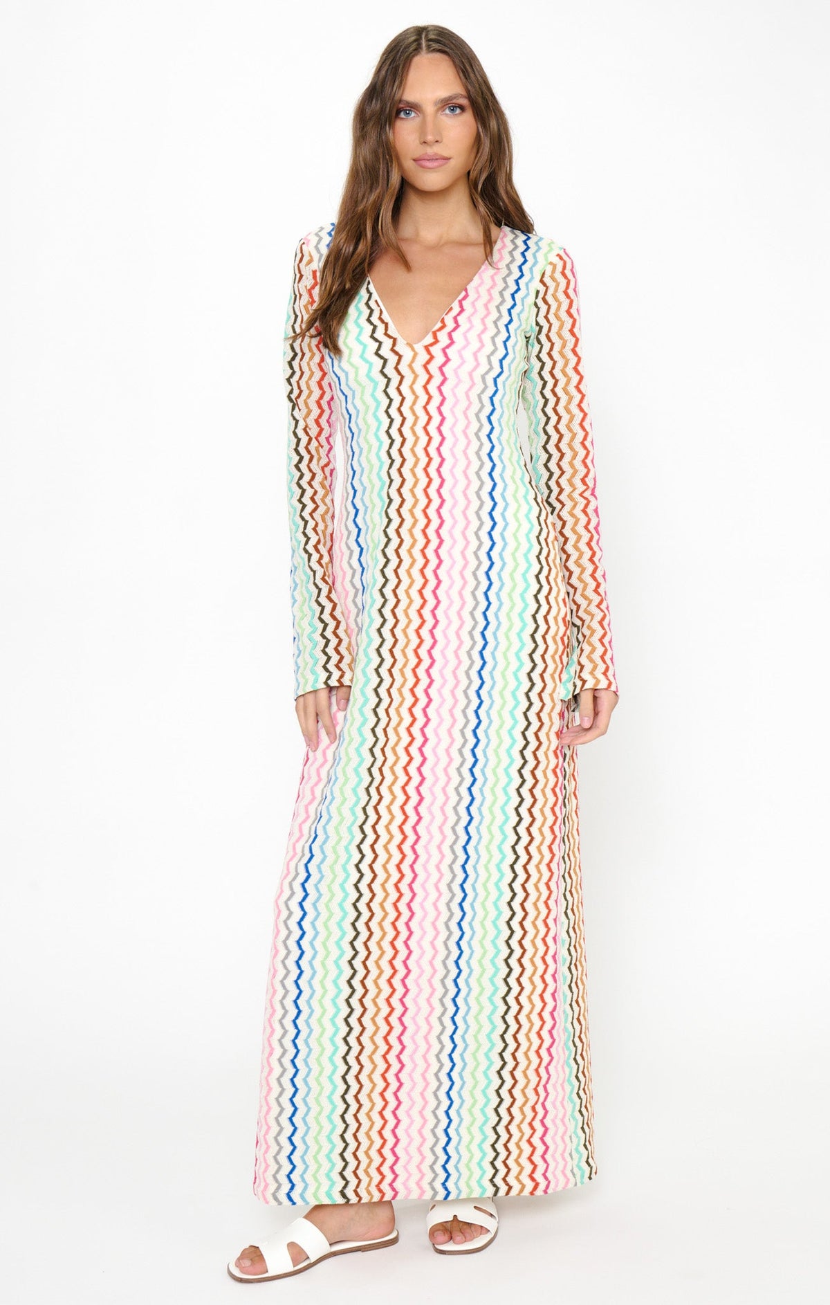 Lopez Maxi Dress ~ Rainbow Zigzag Crochet