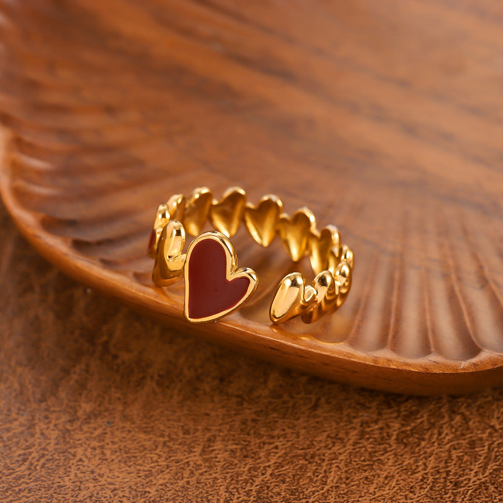 18K Gold Plated Heart Open Adjustable Ring