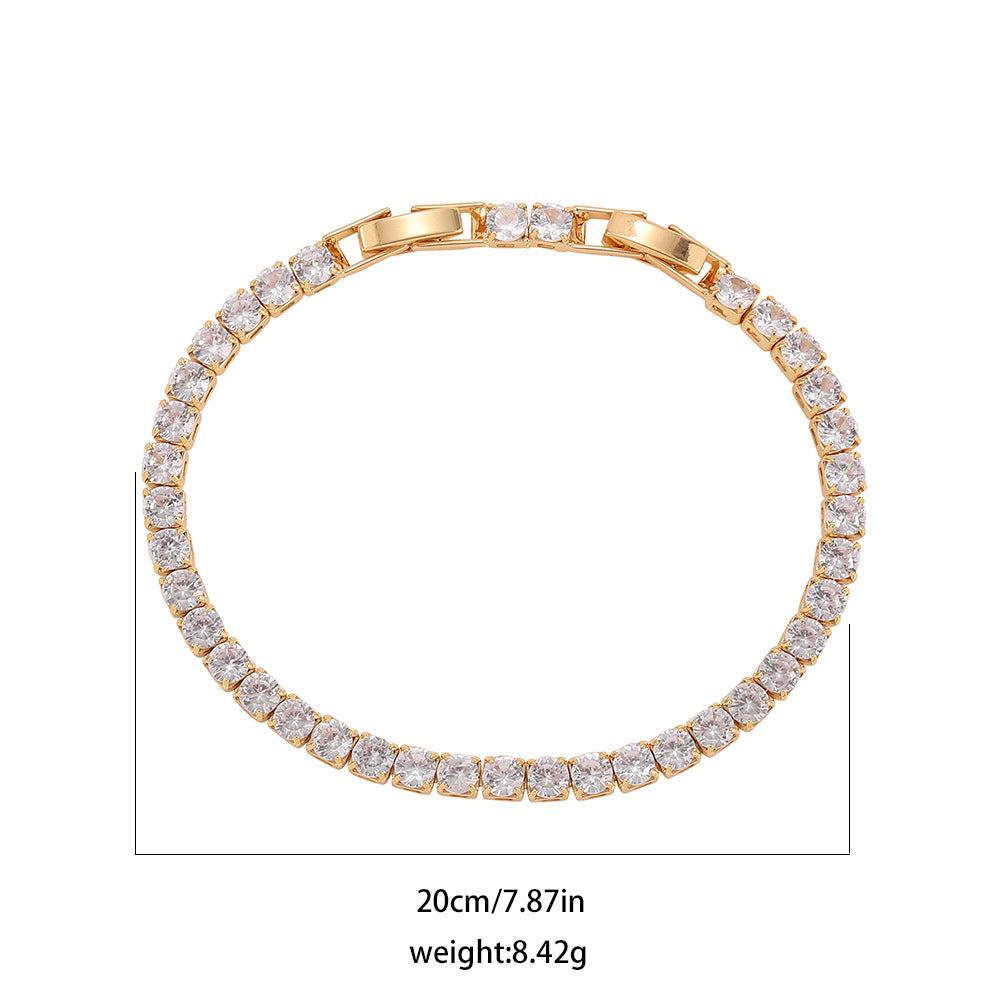 18K Gold Plated Square Zirconia Tennis Chain Bracelet