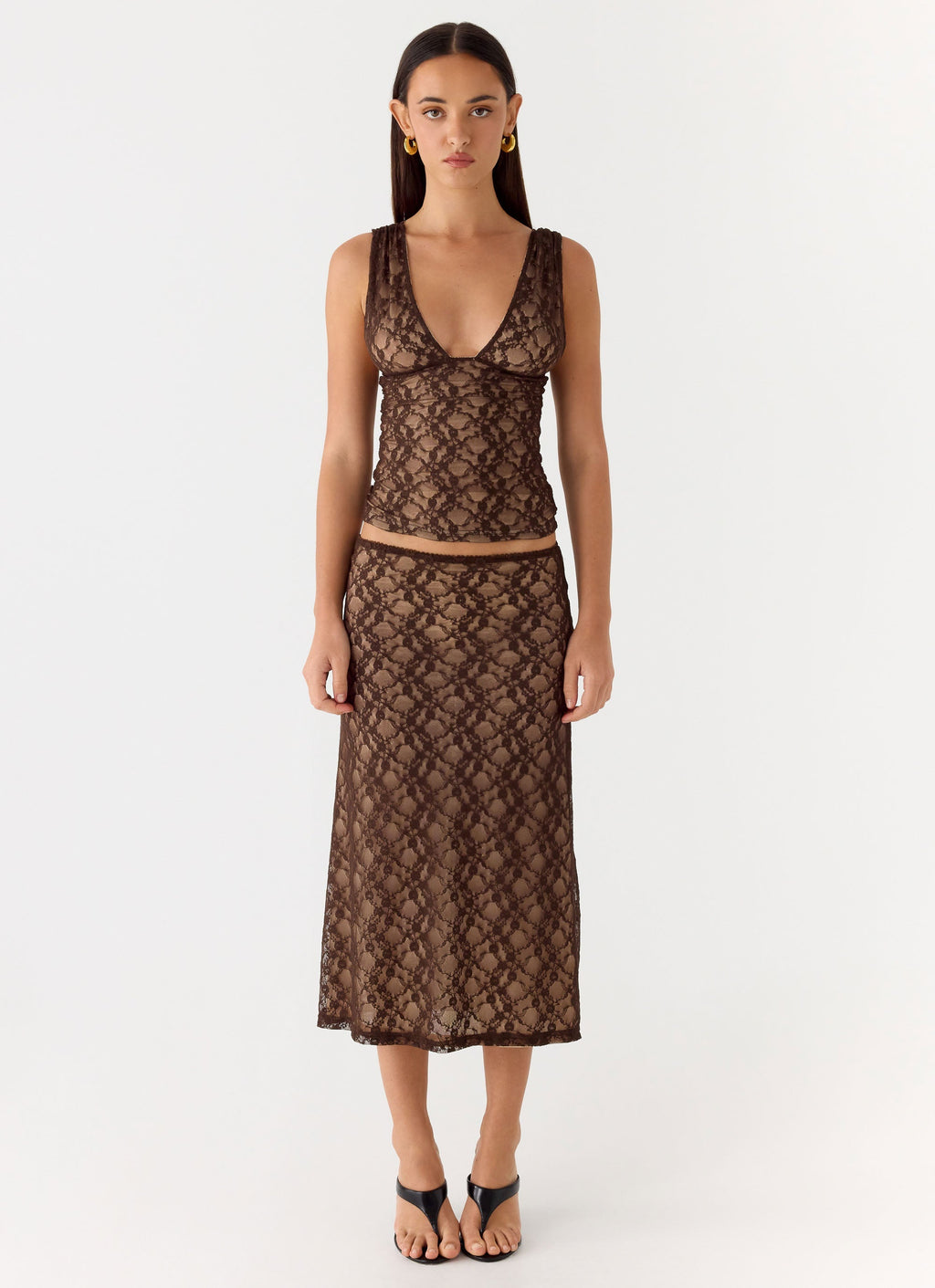 Options Lace Top - Chocolate