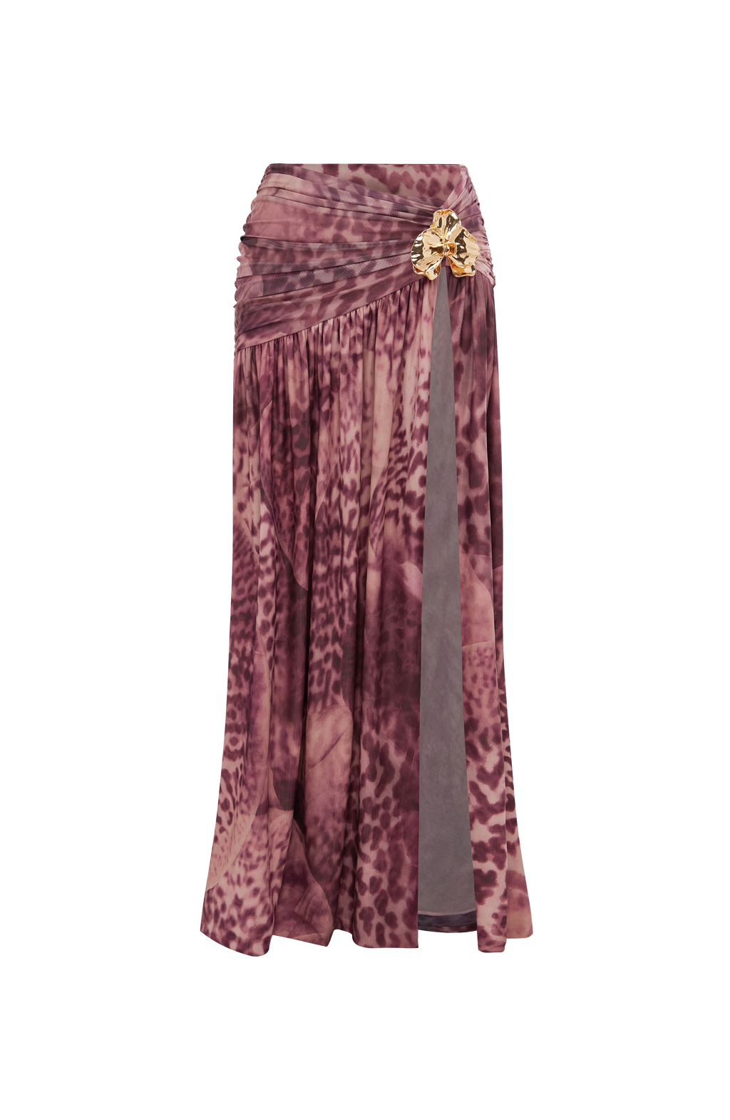 Saira Maxi Skirt - Magenta Orchid Print