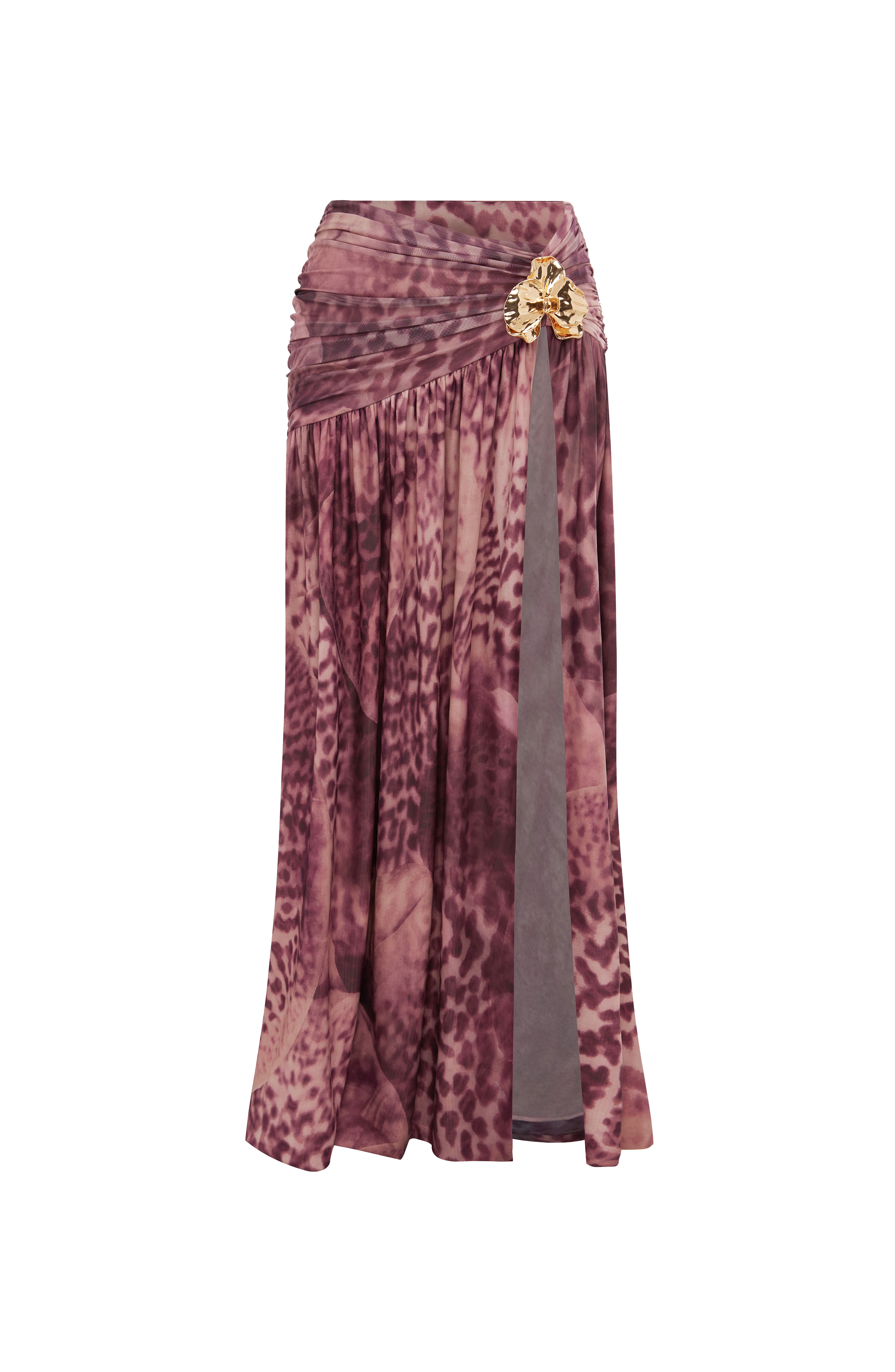 Saira Maxi Skirt - Magenta Orchid Print