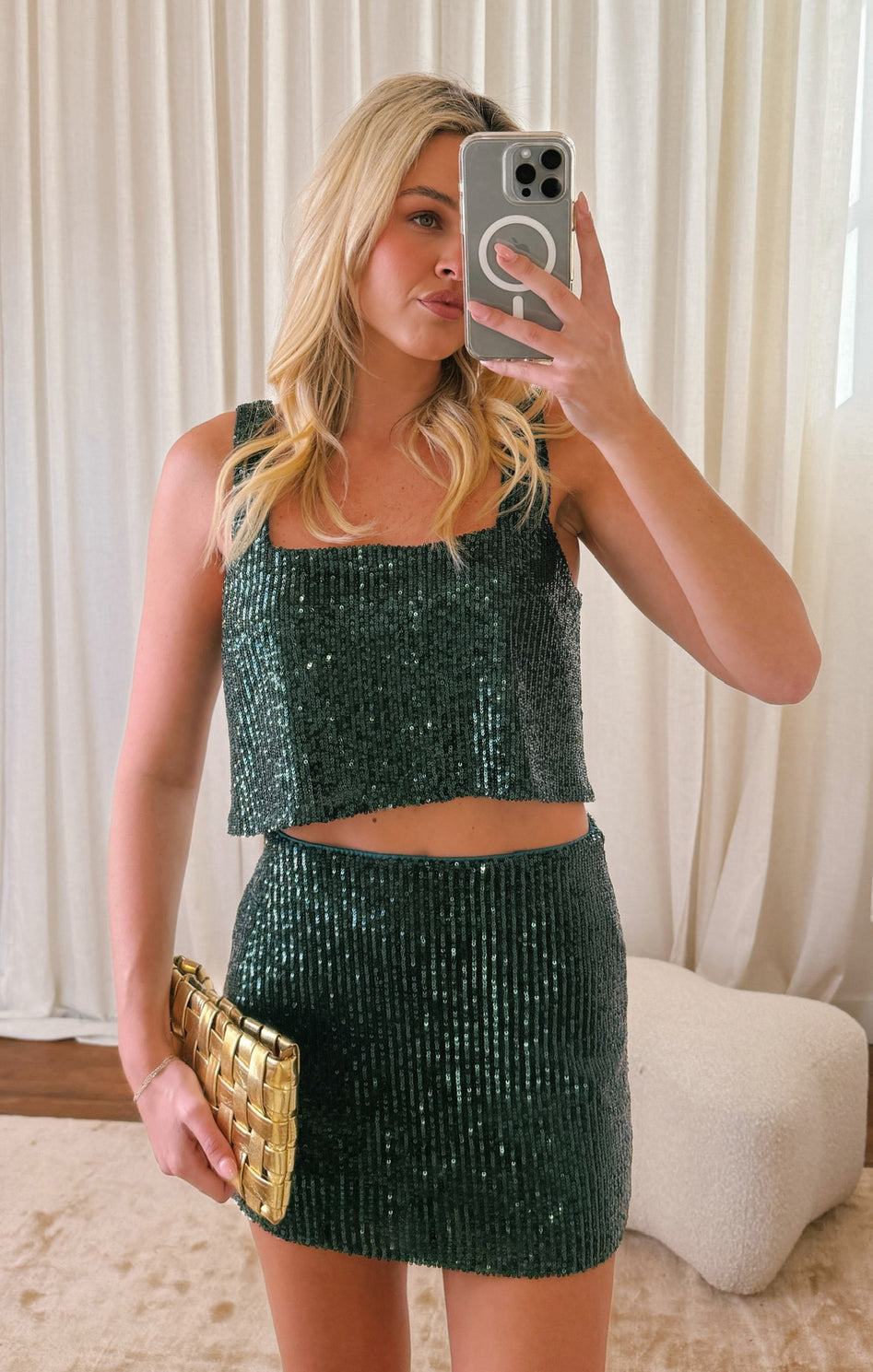 All Night Skort ~ Emerald Sequins