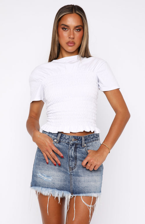 Amelia Denim Mini Skirt Mid Blue Acid Wash