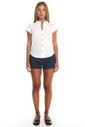 Meadow Grove Scalloped Button-Up Top White