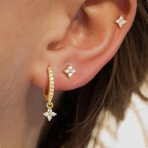 3-Piece Gold Tone Baroque Pearl Earring Set