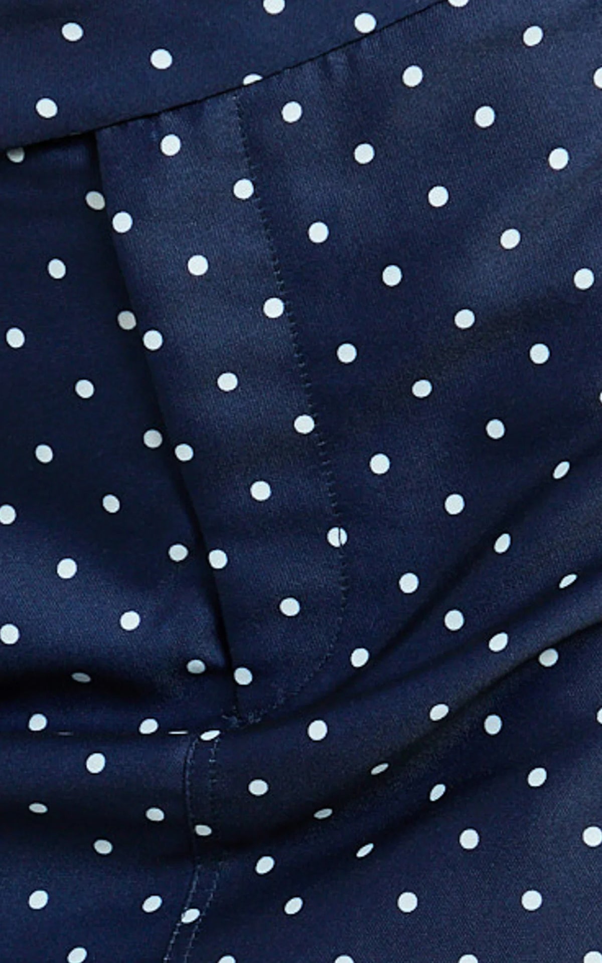 Lana Mini Skirt - Structured Tailored Skirt in Navy/White Polka Dot