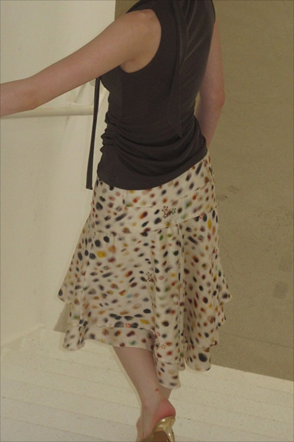 Acetate Lyocell Psychedelic Dot Midi Skirt