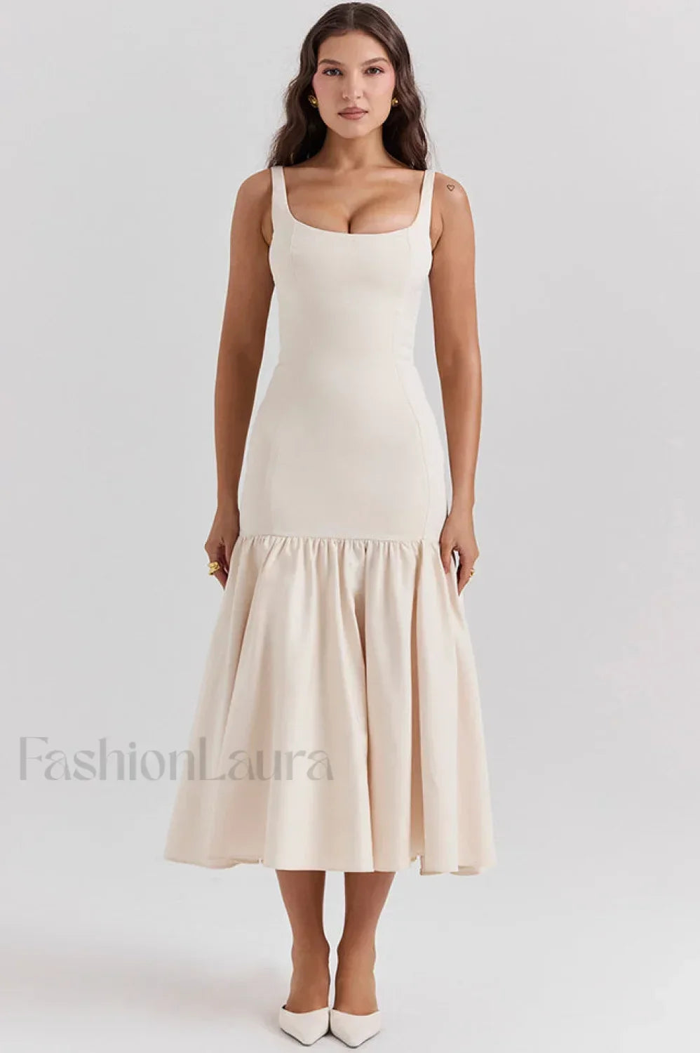 Amore Dropped Stylish Waist Midi Dress
