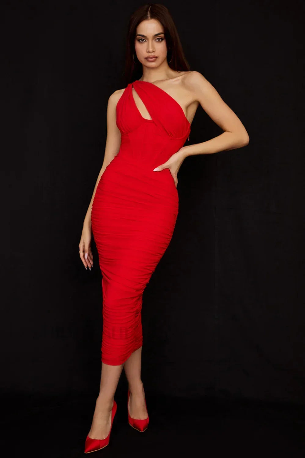Asymmetric Cutout Stylish Midi Dress