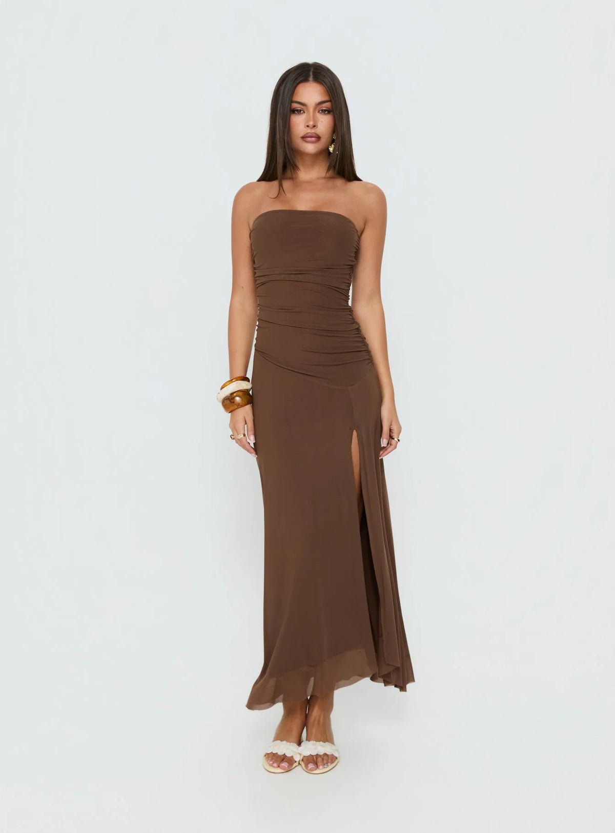Brigida Strapless Maxi Dress Mocha