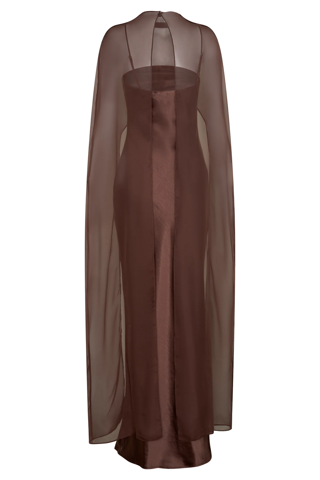 Martinne Chiffon Cape Maxi Dress - Mocha