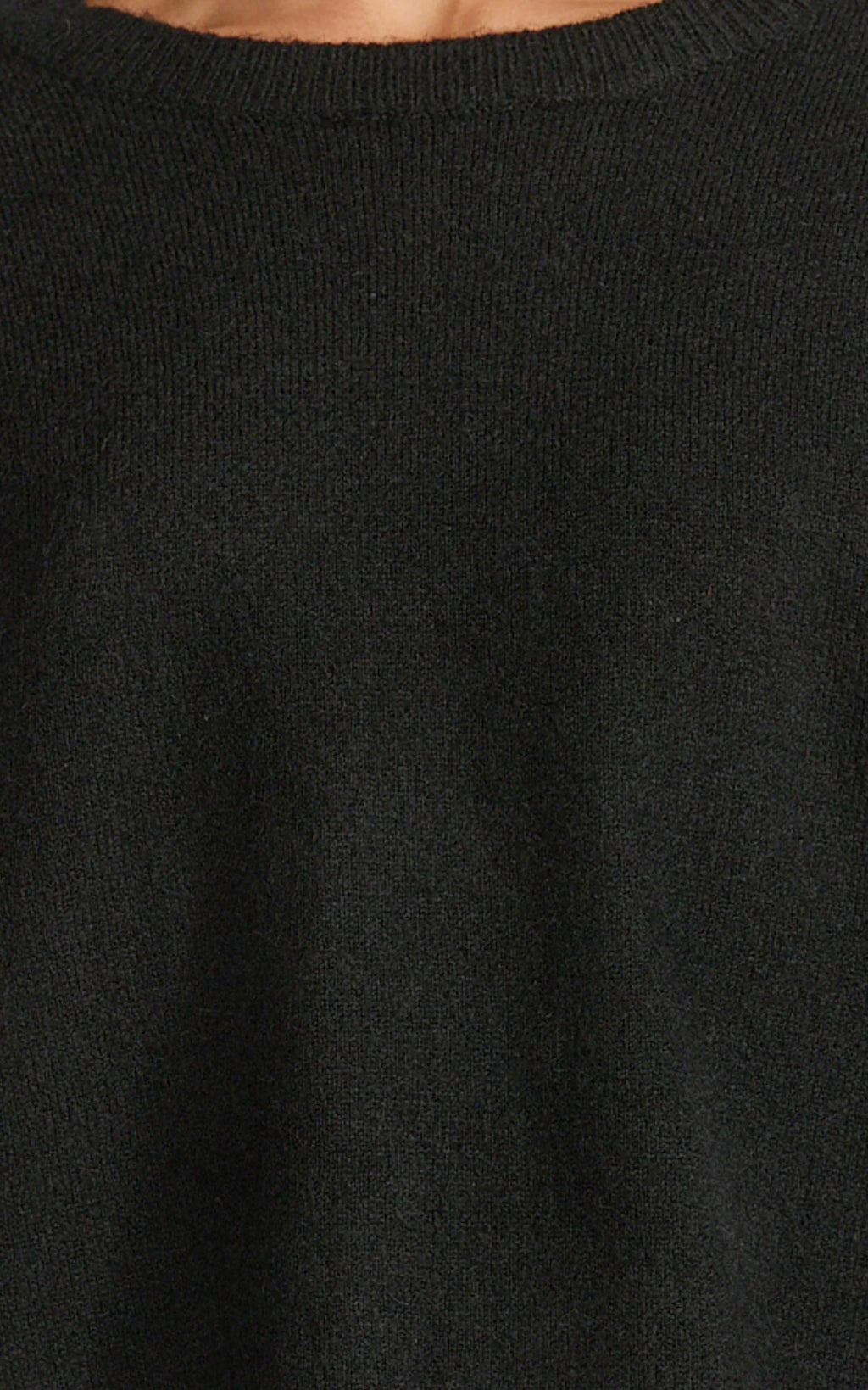 Amanda Top - Crew Neck Long Sleeve Knit Sweater in Black