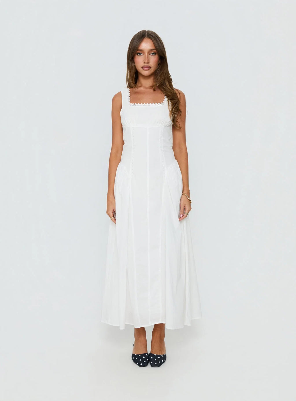 Mariette Panelled Midi Dress White