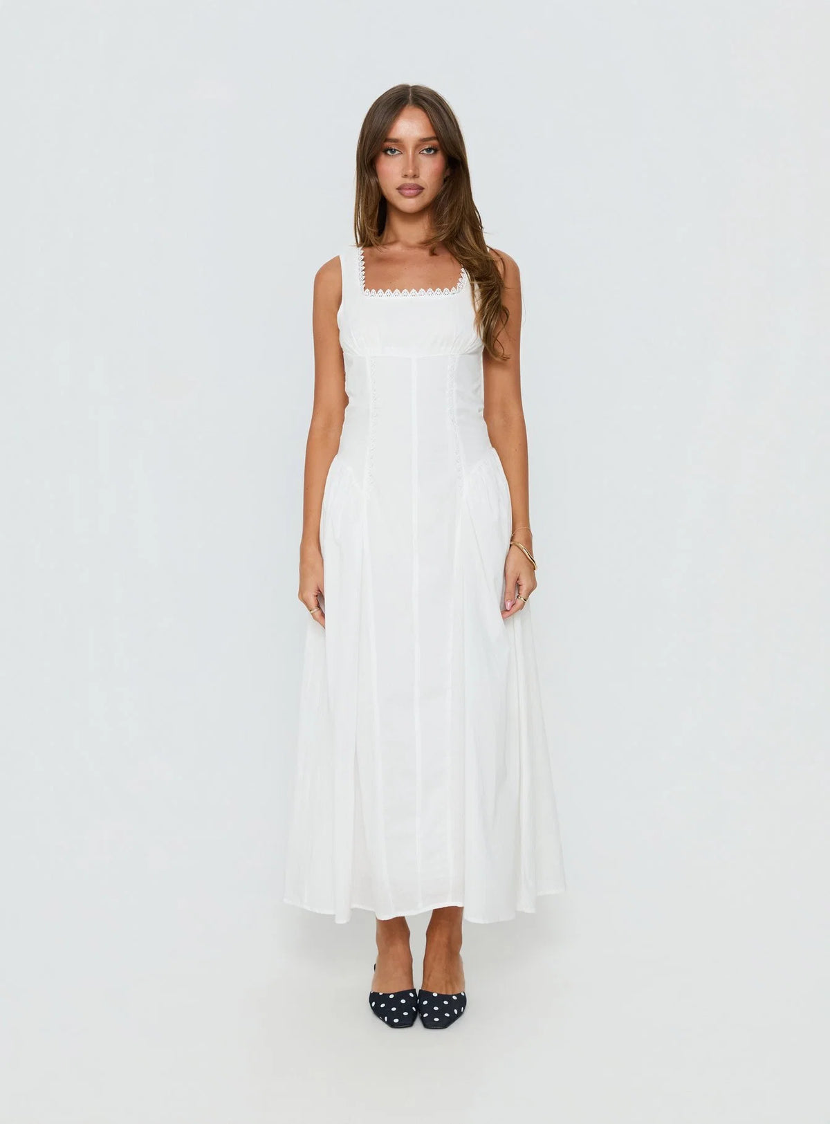 Mariette Panelled Midi Dress White