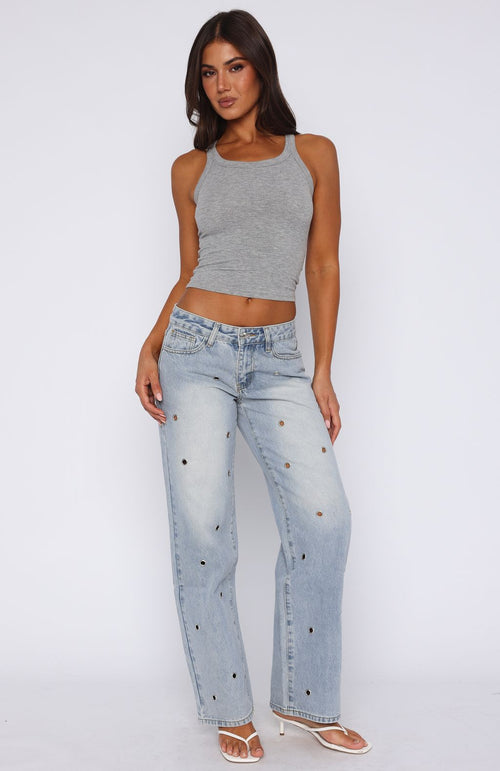Athina Low Rise Wide Leg Jeans Light Blue Wash