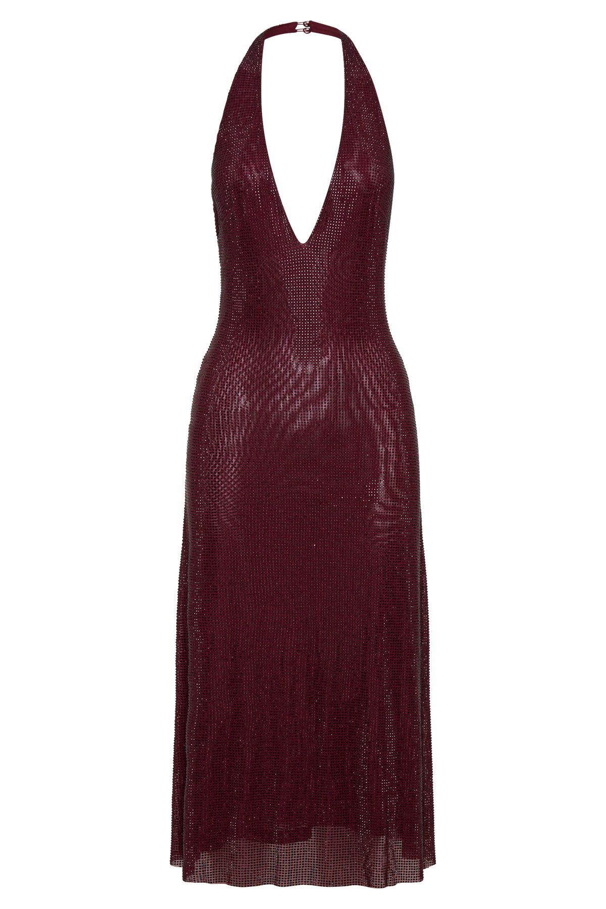 Genie Diamante Halter Midi Dress - Mahogany
