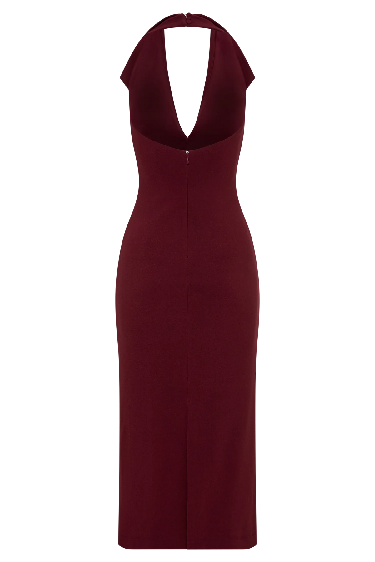Annita Crepe Halter Midi Dress - Merlot
