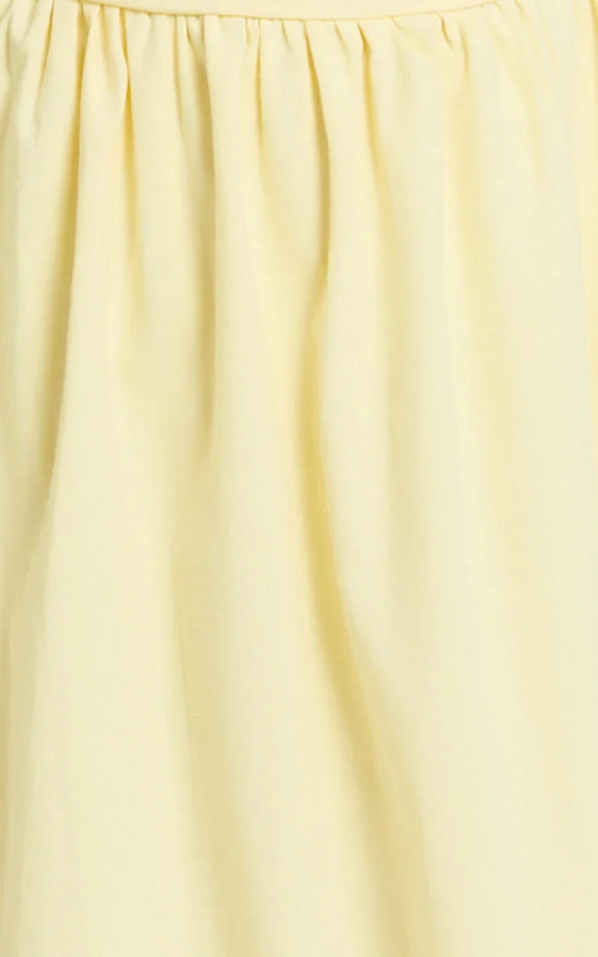 Polly Midi Dress - Strapless Ruched Dress in Lemon