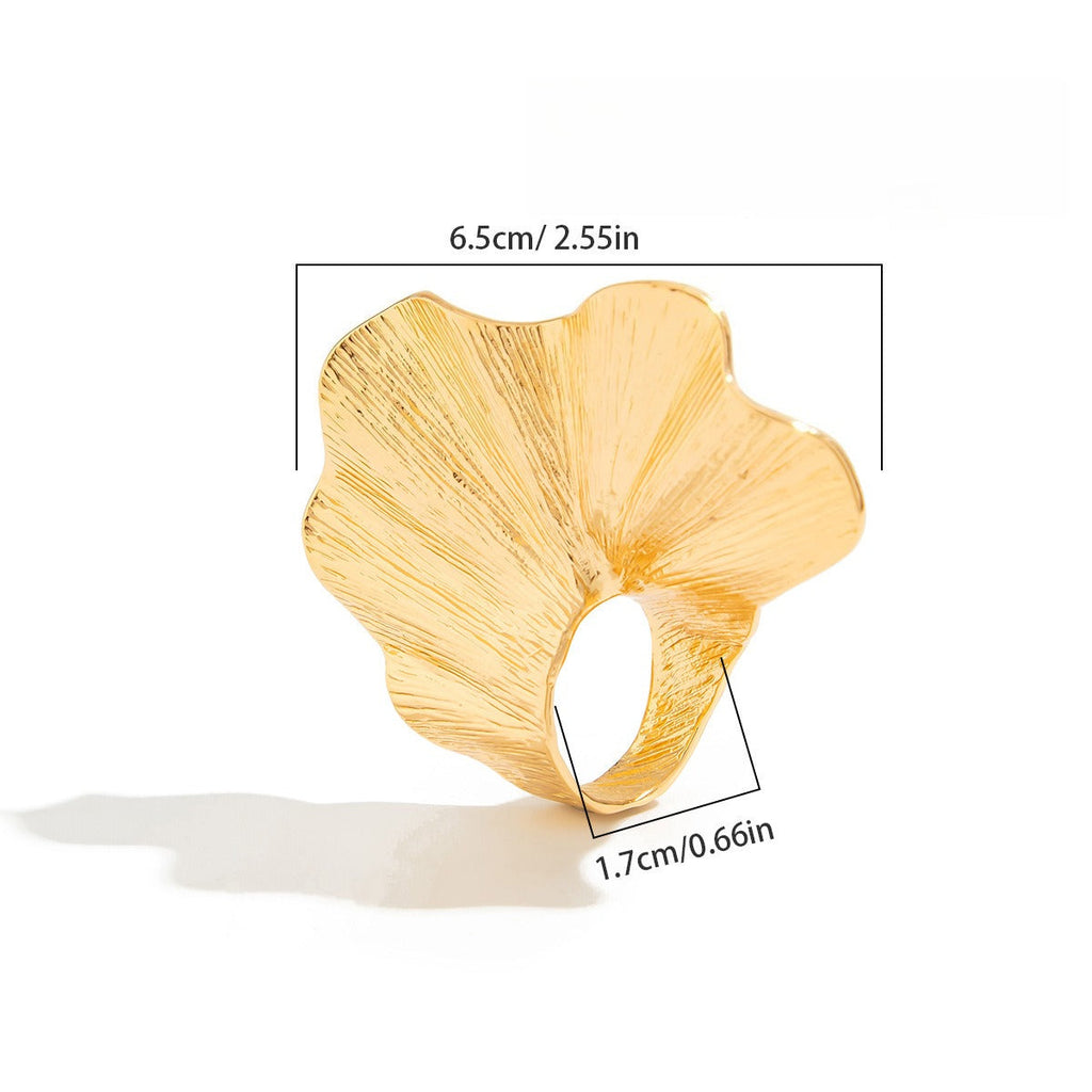 3D Ginkgo Leaf Sculpted Metal Knuckle Ring